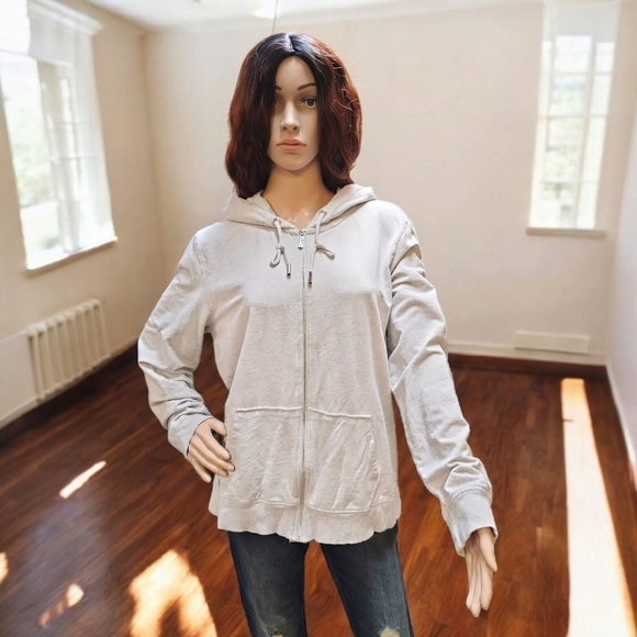 Karl Lagerfeld Tops - Women's Gray Karl Lagerfeld Zip-up Hoodie Size L